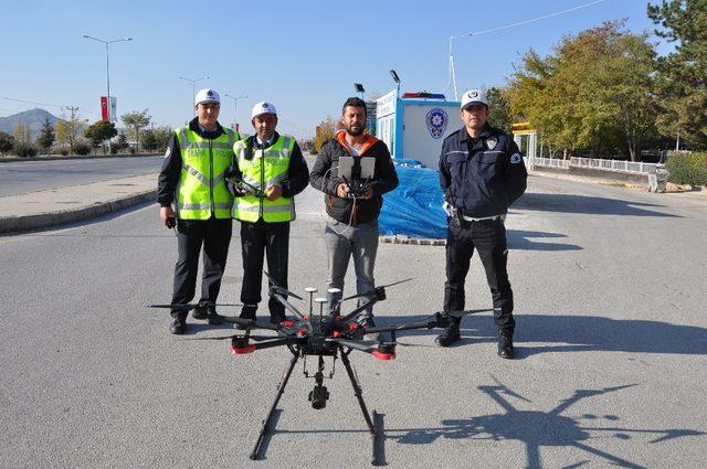 Sungurlu polisinden drone’lu trafik uygulaması