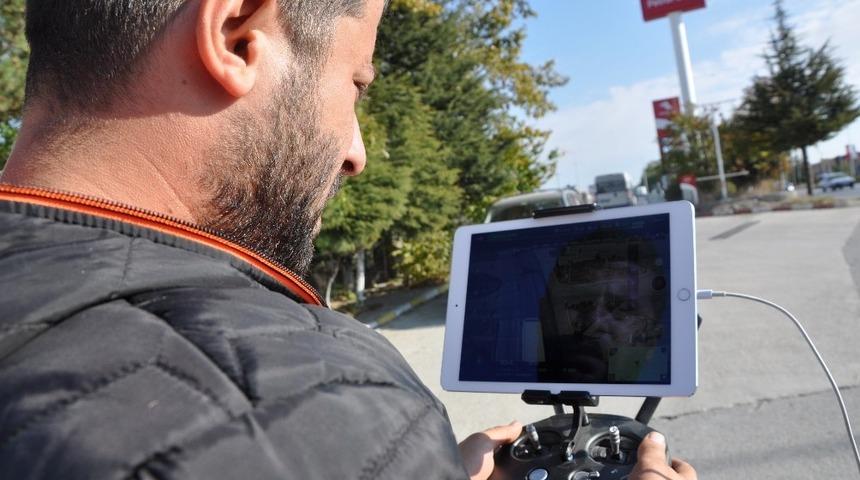 Sungurlu polisinden drone&rsquo;lu trafik uygulaması