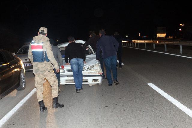 Tokat'ta otomobilin çarptığı at telef oldu, 2 kişi yaralandı