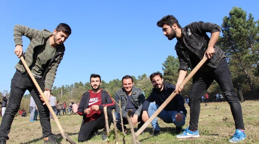 Düzce’de KYK öğrencileri fidan dikti